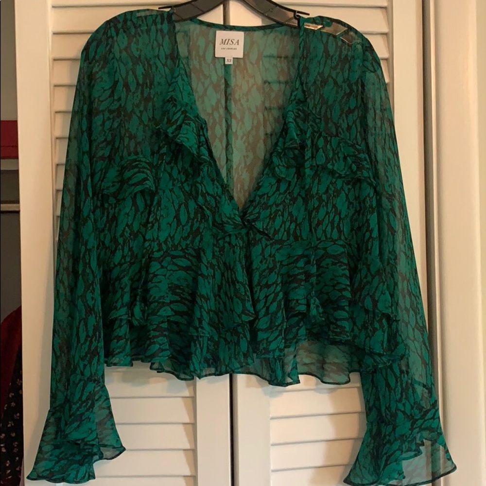 Damaris Blouse in Emerald Snake